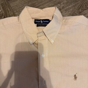 Ralph Lauren Men's Beige Checkered Button-Down Shirt